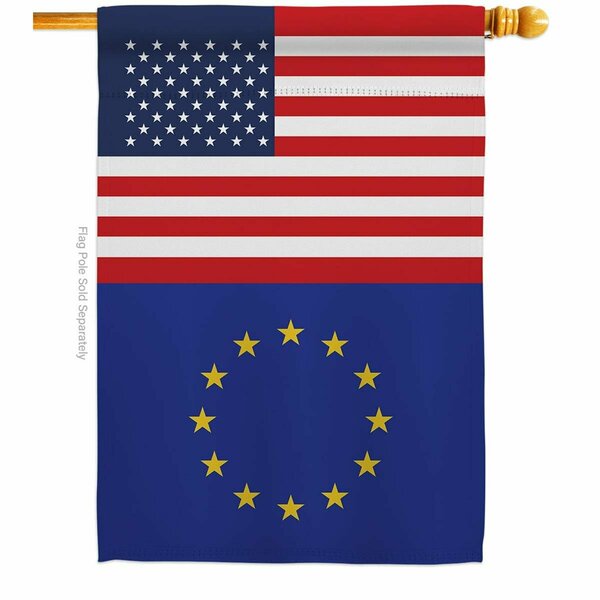 Guarderia 28 x 40 in. European Union USA Friendship Association Vertical House Flag w/Dbl-Sided Banner GU4070619